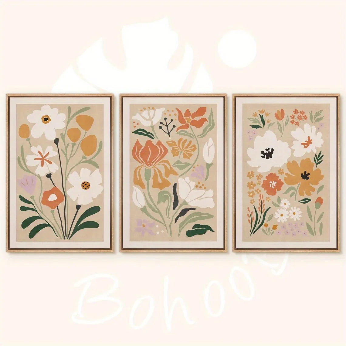 Watercolor Flower Posters Set: Botanical Canvas Art - Ax3pcs / 30x40cm - Posters