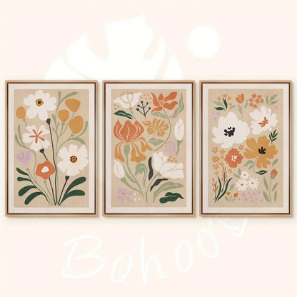 Watercolor Flower Posters Set: Botanical Canvas Art - Ax3pcs / 30x40cm - Posters