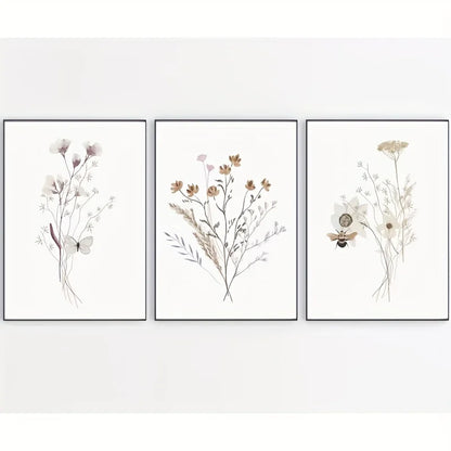 Watercolor Flower Posters Set: Botanical Canvas Art - Cx3pcs / 30x40cm - Posters
