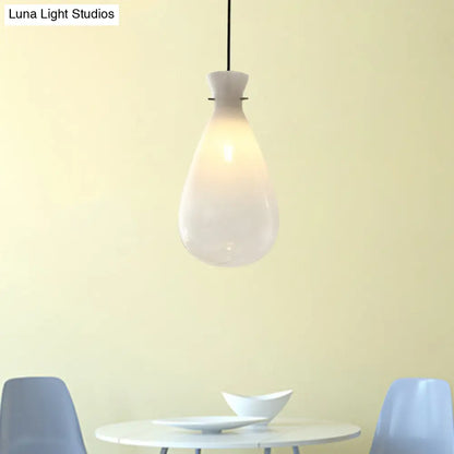 Waterdrop Glass Pendant Light - Simple White 1-Light Ceiling Lamp for Restaurants