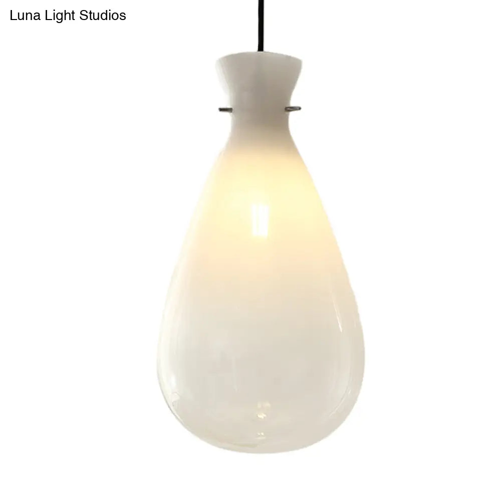 Waterdrop Glass Pendant Light - Simple White 1-Light Ceiling Lamp for Restaurants