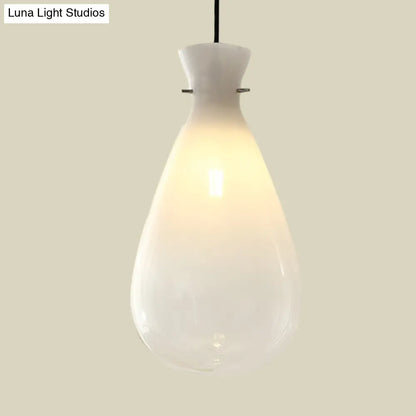 Waterdrop Glass Pendant Light - Simple White 1-Light Ceiling Lamp for Restaurants