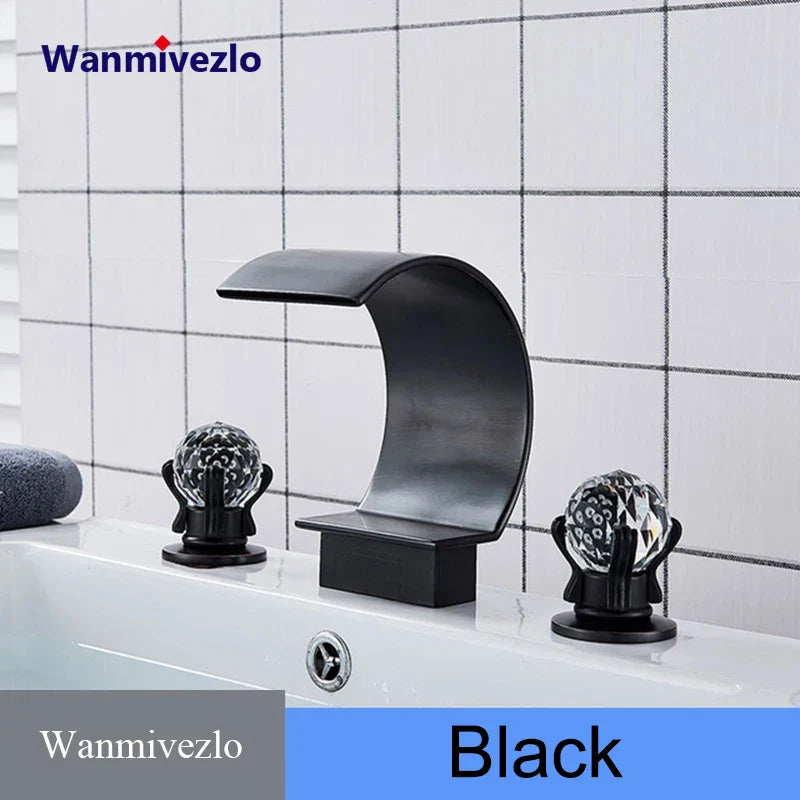 Waterfall Bathroom Basin Faucet - Hot/Cold Mixer - Black Bronze / United States