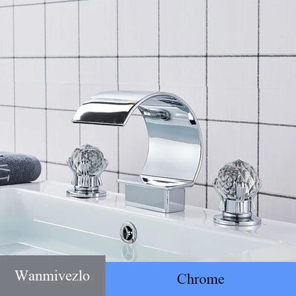 Waterfall Bathroom Basin Faucet - Hot/Cold Mixer - Chrome / United States