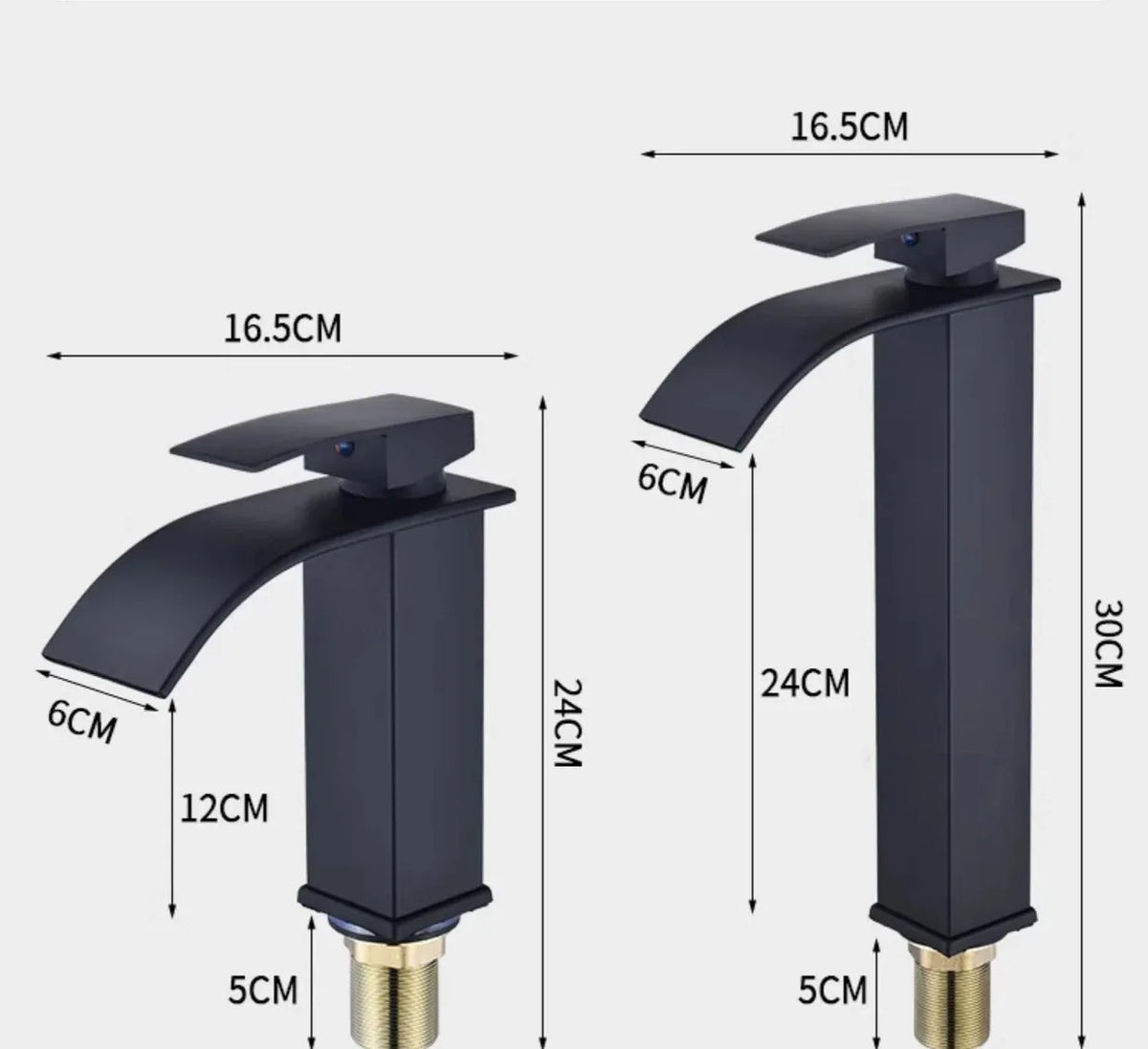 Black matte stainless steel waterfall wash basin faucet with sleek curved spout and rectangular base for bathroom use