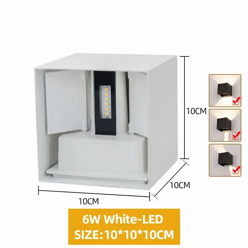 Waterproof Aluminum LED Wall Lamp - Outdoor & Indoor Lighting - 6W White-LEDS / White light 6000K