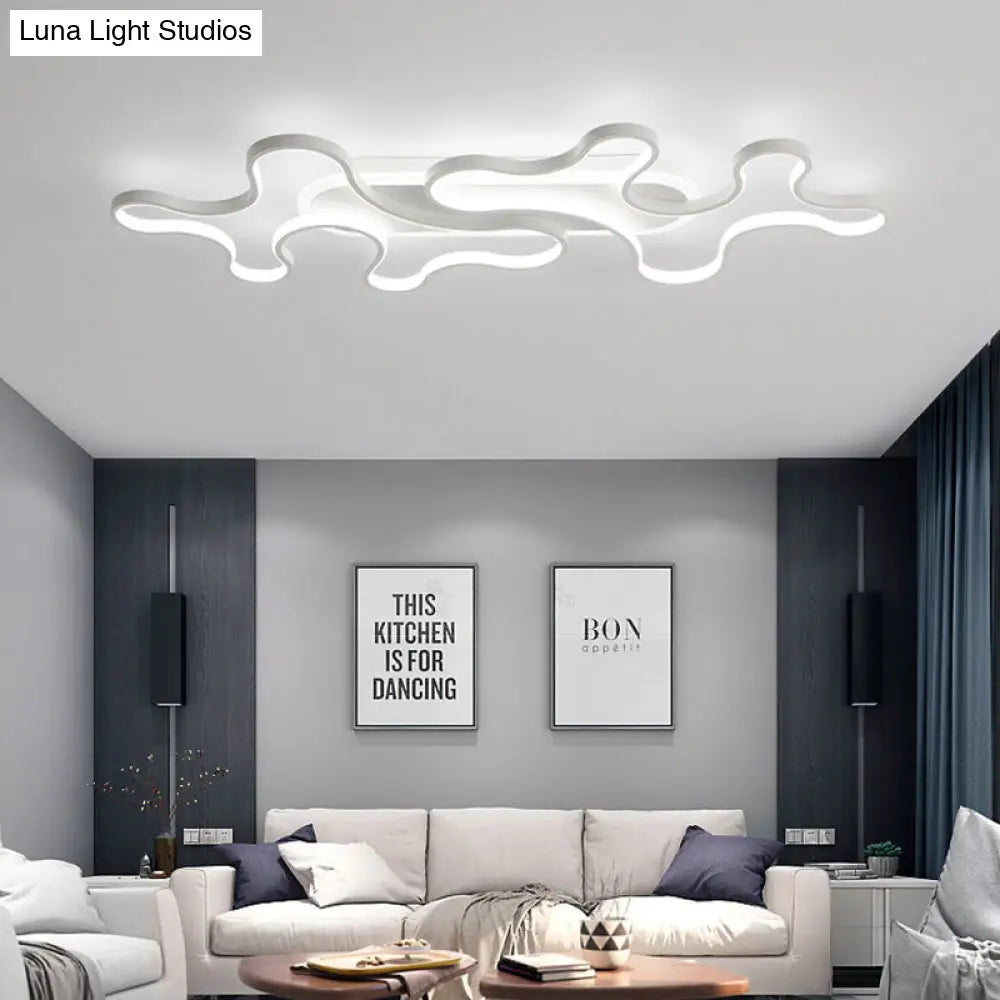 DecorBites™ DecorBites™ Wave Acrylic Flush Mount LED Ceiling Light in Simple Style - White Light