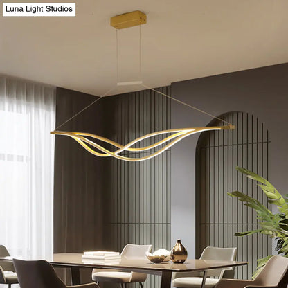 ديكوربايتس™ - مصباح جزيرة LED معدني على شكل موجة: مصباح معلق بسيط لغرفة الطعام