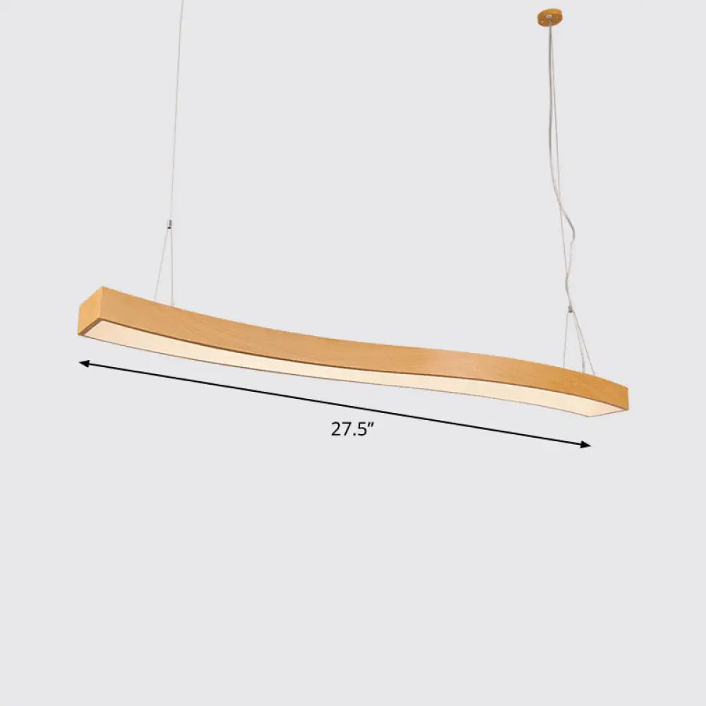 Wavy LED Pendant Chandelier - Minimalist Metal and Wood Suspension Light for Office