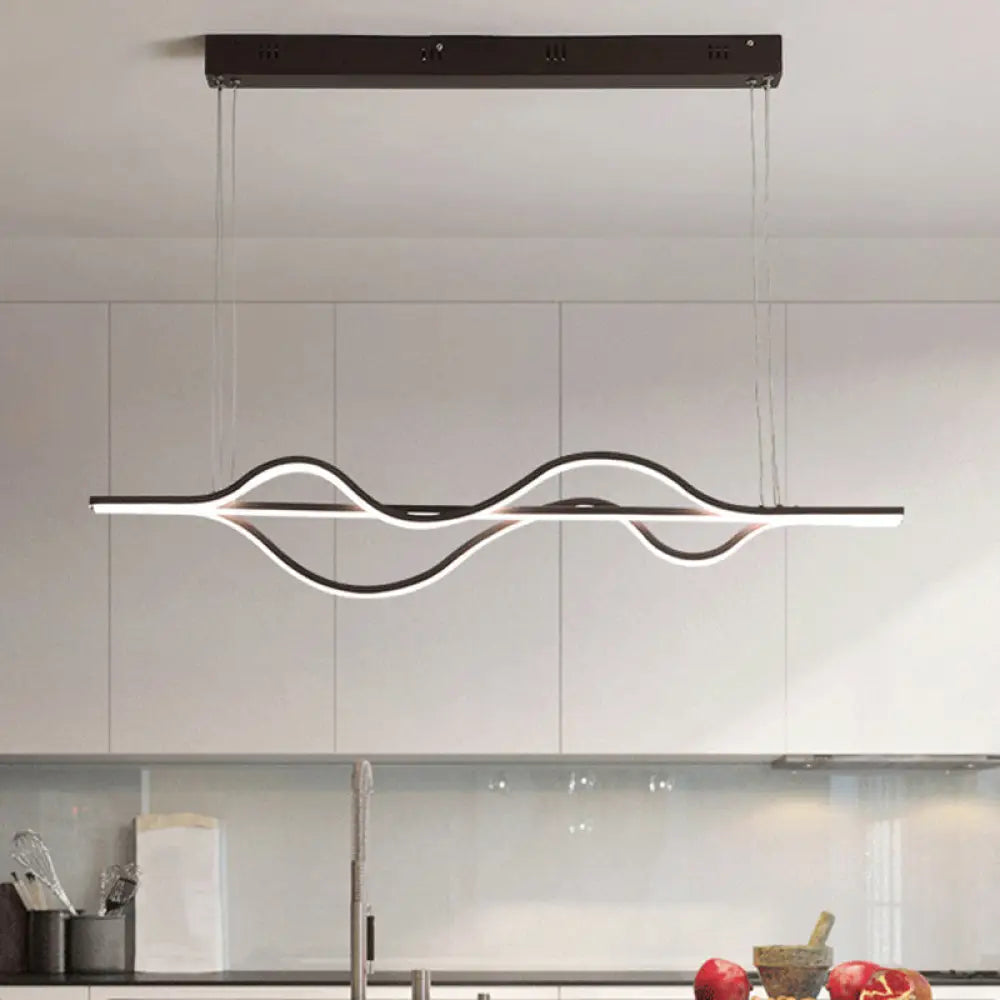 DecorBites™ Wavy Linear Island Light Acrylic LED Pendant in Brown with Adjustable Color: Warm, White, Natural