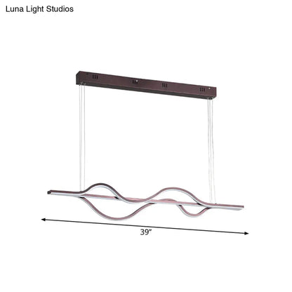 DecorBites™ Wavy Linear Island Light Acrylic LED Pendant in Brown with Adjustable Color: Warm, White, Natural