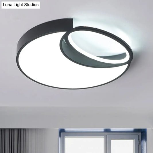 DecorBites™ DecorBites™ Waxing Moon & Oval Minimalist LED Flush Light - 18"/22" Wide Acrylic Black Ceiling Flushmount Lamp in Warm/White Light