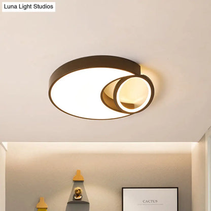 DecorBites™ DecorBites™ Waxing Moon & Oval Minimalist LED Flush Light - 18"/22" Wide Acrylic Black Ceiling Flushmount Lamp in Warm/White Light