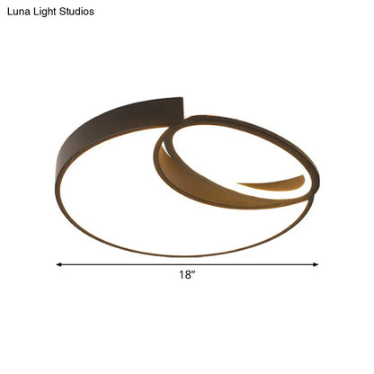 DecorBites™ DecorBites™ Waxing Moon & Oval Minimalist LED Flush Light - 18"/22" Wide Acrylic Black Ceiling Flushmount Lamp in Warm/White Light