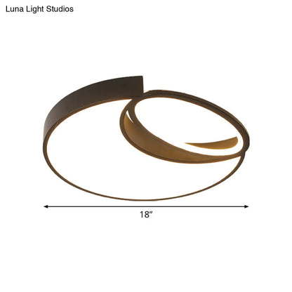 DecorBites™ DecorBites™ Waxing Moon & Oval Minimalist LED Flush Light - 18"/22" Wide Acrylic Black Ceiling Flushmount Lamp in Warm/White Light