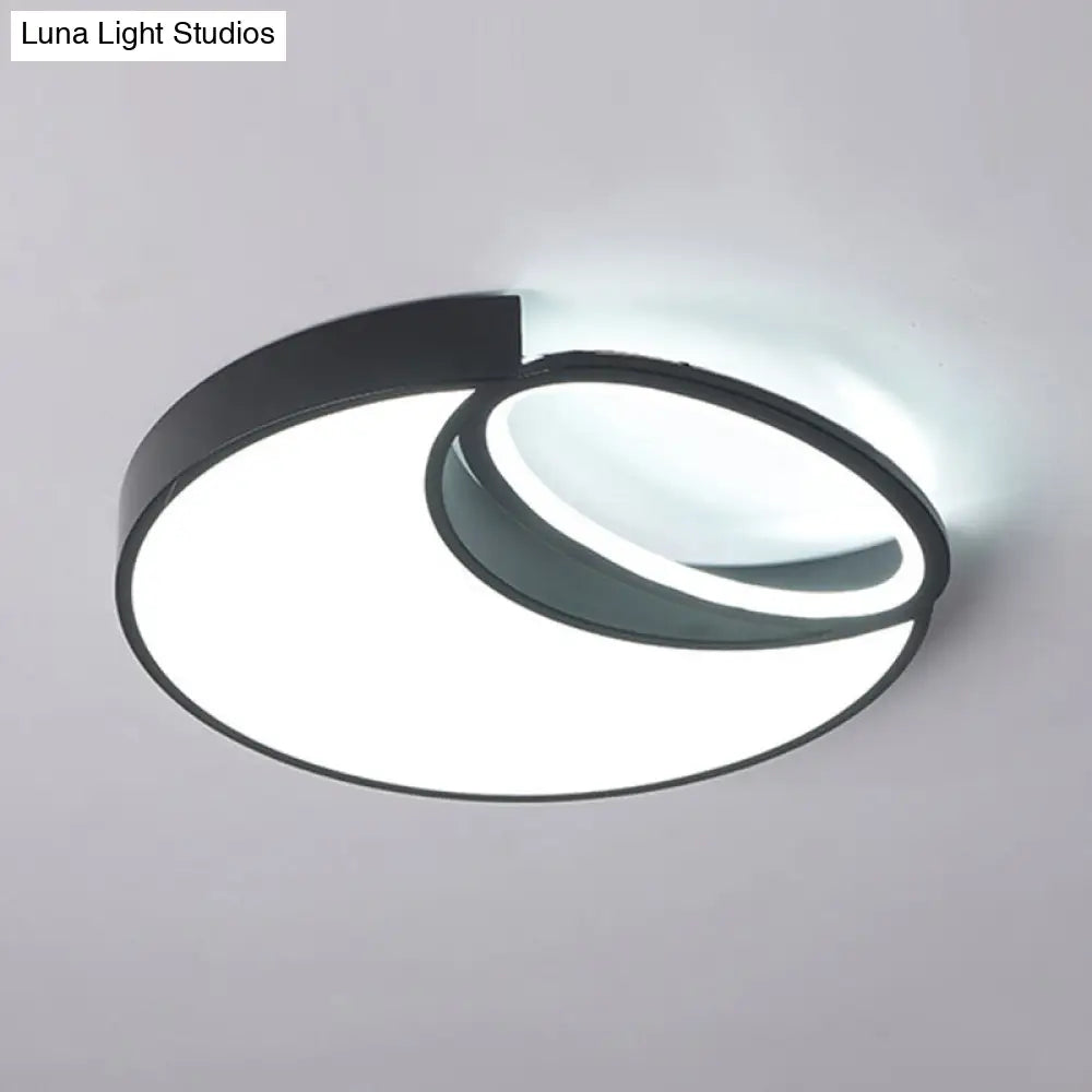 DecorBites™ DecorBites™ Waxing Moon & Oval Minimalist LED Flush Light - 18"/22" Wide Acrylic Black Ceiling Flushmount Lamp in Warm/White Light
