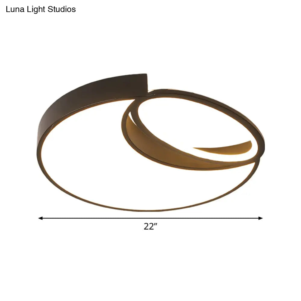 DecorBites™ DecorBites™ Waxing Moon & Oval Minimalist LED Flush Light - 18"/22" Wide Acrylic Black Ceiling Flushmount Lamp in Warm/White Light