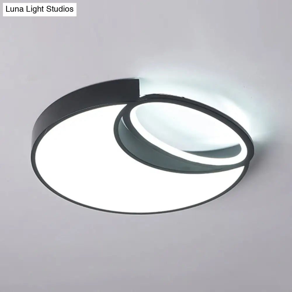 DecorBites™ DecorBites™ Waxing Moon & Oval Minimalist LED Flush Light - 18"/22" Wide Acrylic Black Ceiling Flushmount Lamp in Warm/White Light