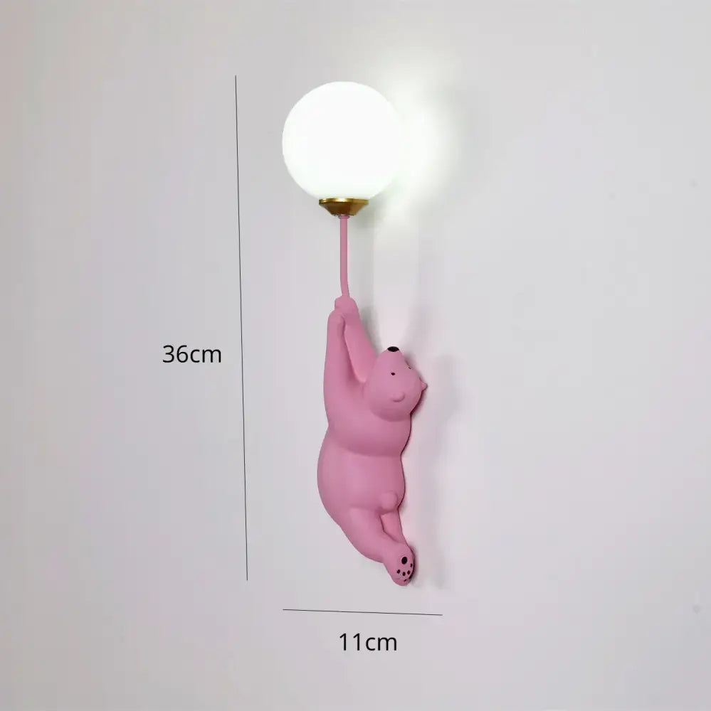 Pink bear 3d moon wall lamp with spherical white light fixture for whimsical bedroom decorbites blue bear lighting