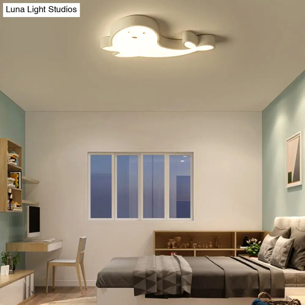 DecorBites™ DecorBites™ Whimsical Dolphin LED Ceiling Light in White – Perfect for Baby Room Décor!