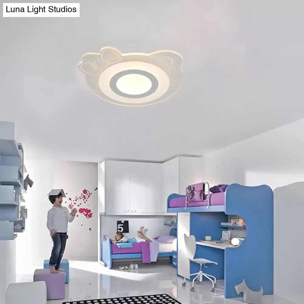 DecorBites™ DecorBites™ White Acrylic Bow Kitten Game Room LED Ceiling Light - Flush Mount