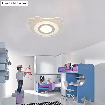 DecorBites™ DecorBites™ White Acrylic Bow Kitten Game Room LED Ceiling Light - Flush Mount
