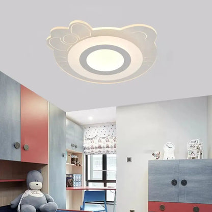 DecorBites™ DecorBites™ White Acrylic Bow Kitten Game Room LED Ceiling Light - Flush Mount