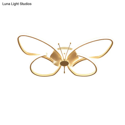 DecorBites™ DecorBites™ White Acrylic Butterfly Ceiling Light for Nursing Room - Contemporary Flush Mount