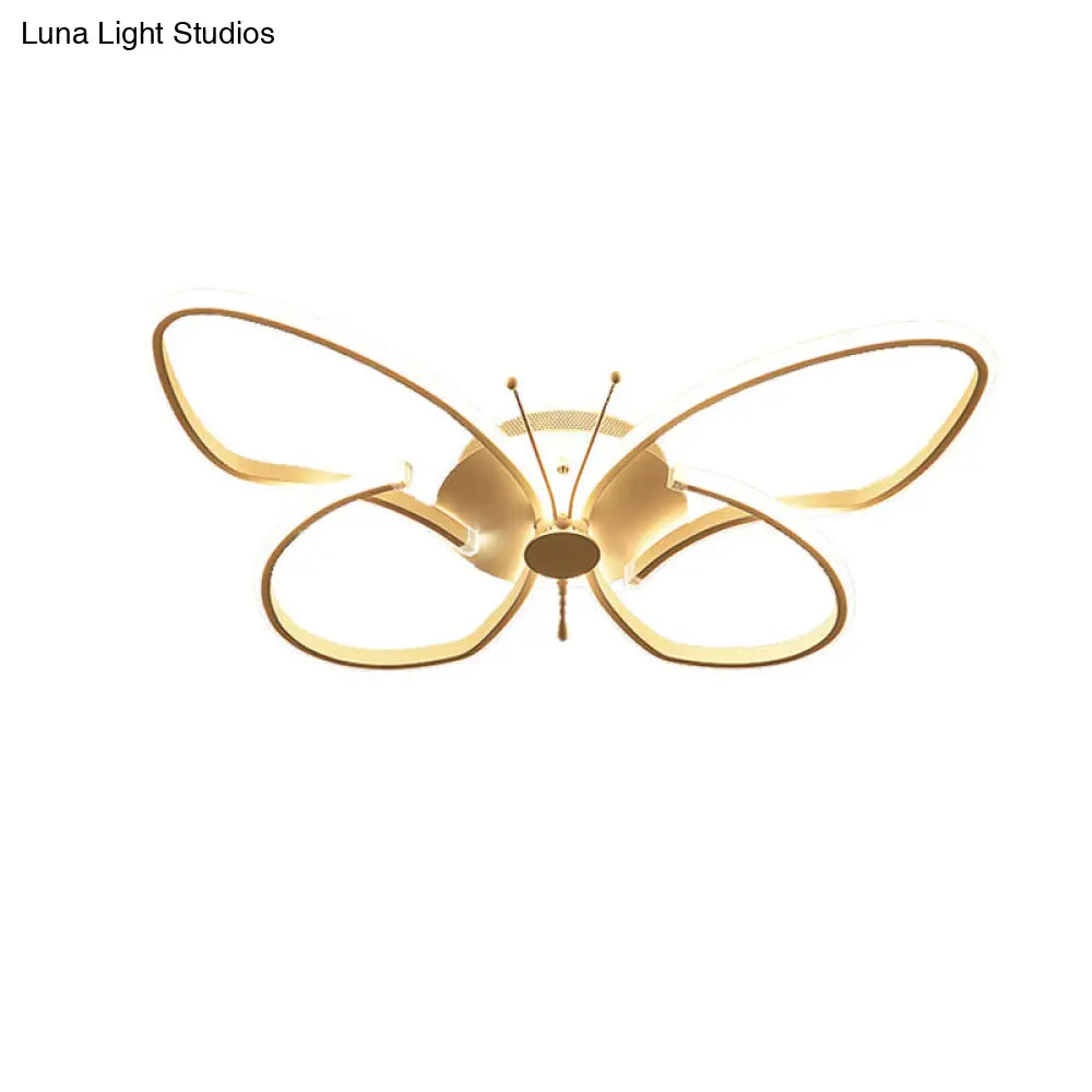 DecorBites™ DecorBites™ White Acrylic Butterfly Ceiling Light for Nursing Room - Contemporary Flush Mount