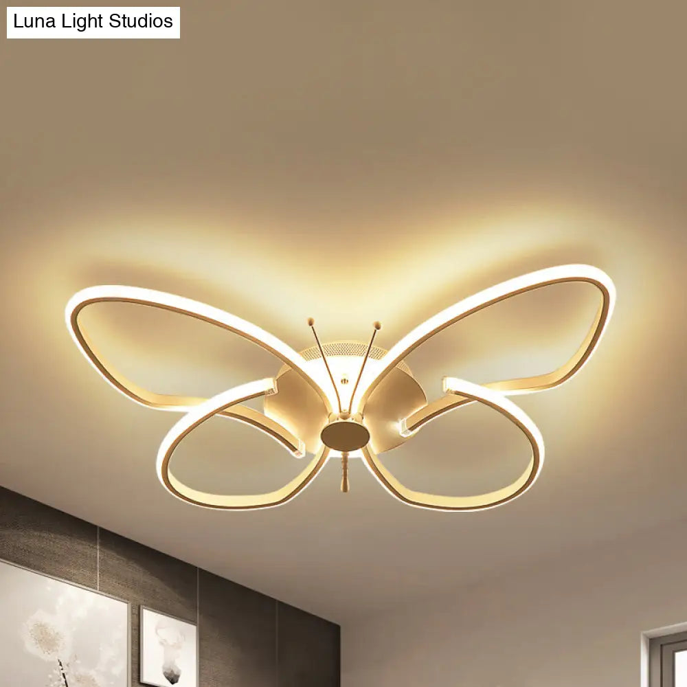DecorBites™ DecorBites™ White Acrylic Butterfly Ceiling Light for Nursing Room - Contemporary Flush Mount