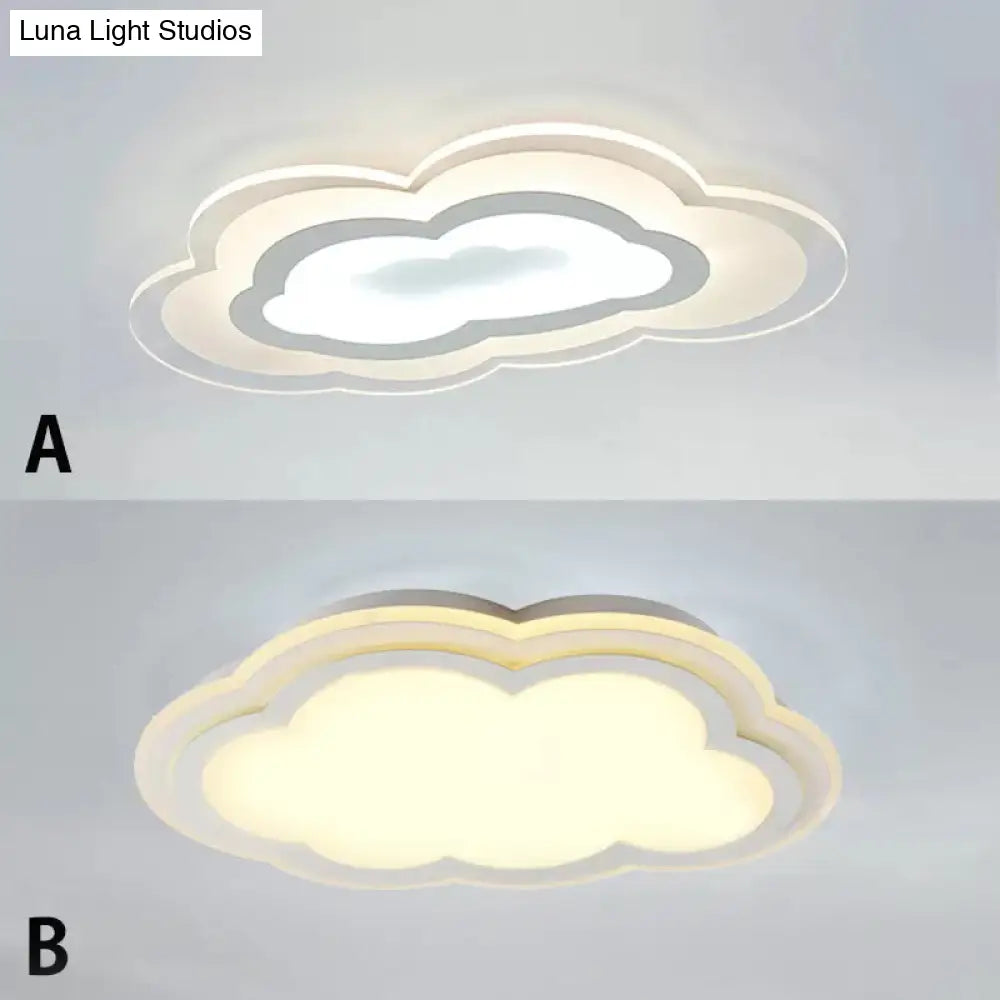 DecorBites™ DecorBites™ White Acrylic Cloud Ceiling Flush Mount Light with Simple Teen Style