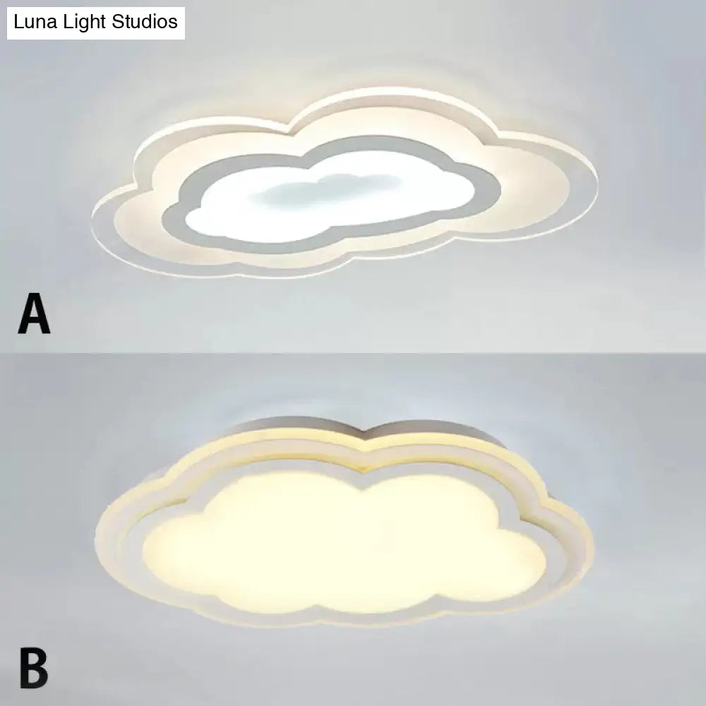 DecorBites™ DecorBites™ White Acrylic Cloud Ceiling Flush Mount Light with Simple Teen Style