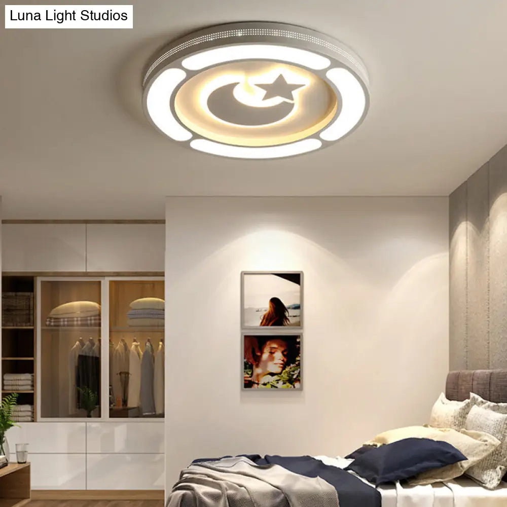 DecorBites™ DecorBites™ White Acrylic LED Circle Ceiling Mount Light - Modern Bedroom Lamp for Adults and Kids