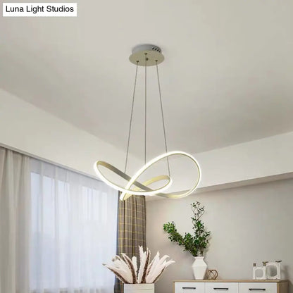 White Acrylic LED Cycle Chandelier Pendant for Dining Room - Decorative Ceiling Light