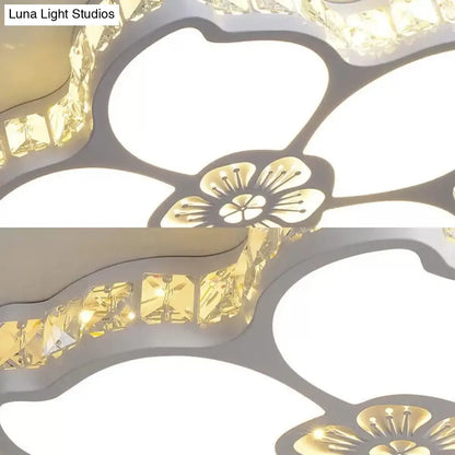 DecorBites™ DecorBites™ White Acrylic Petal Ceiling Lamp with LED Flush Crystal Deco Light for Kids' Bedroom