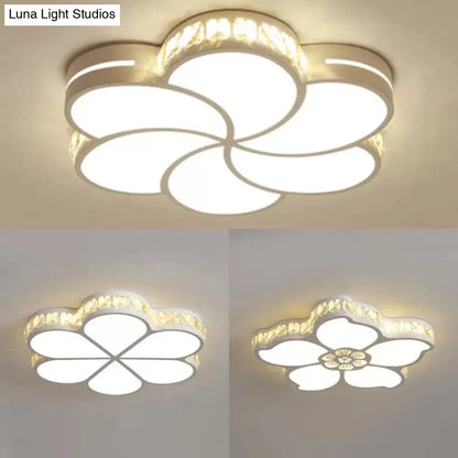 DecorBites™ DecorBites™ White Acrylic Petal Ceiling Lamp with LED Flush Crystal Deco Light for Kids' Bedroom