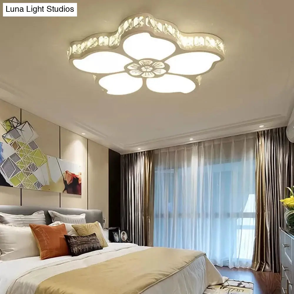 DecorBites™ DecorBites™ White Acrylic Petal Ceiling Lamp with LED Flush Crystal Deco Light for Kids' Bedroom