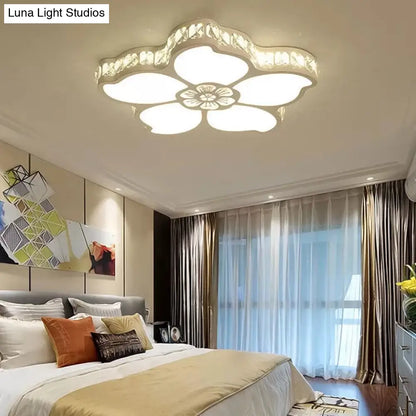 DecorBites™ DecorBites™ White Acrylic Petal Ceiling Lamp with LED Flush Crystal Deco Light for Kids' Bedroom