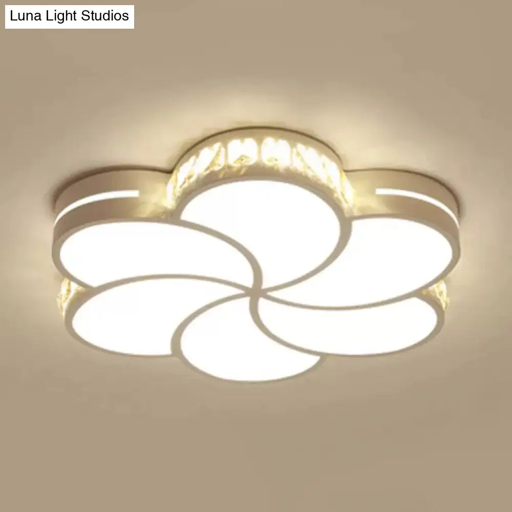 DecorBites™ DecorBites™ White Acrylic Petal Ceiling Lamp with LED Flush Crystal Deco Light for Kids' Bedroom