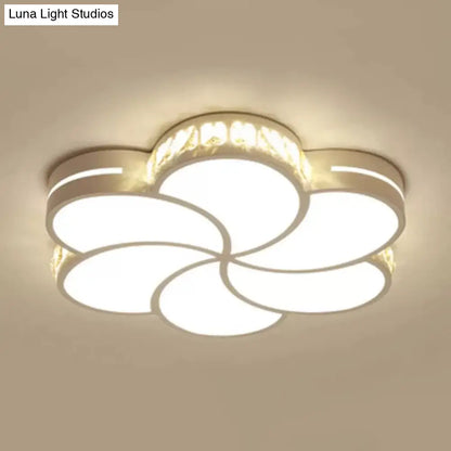 DecorBites™ DecorBites™ White Acrylic Petal Ceiling Lamp with LED Flush Crystal Deco Light for Kids' Bedroom