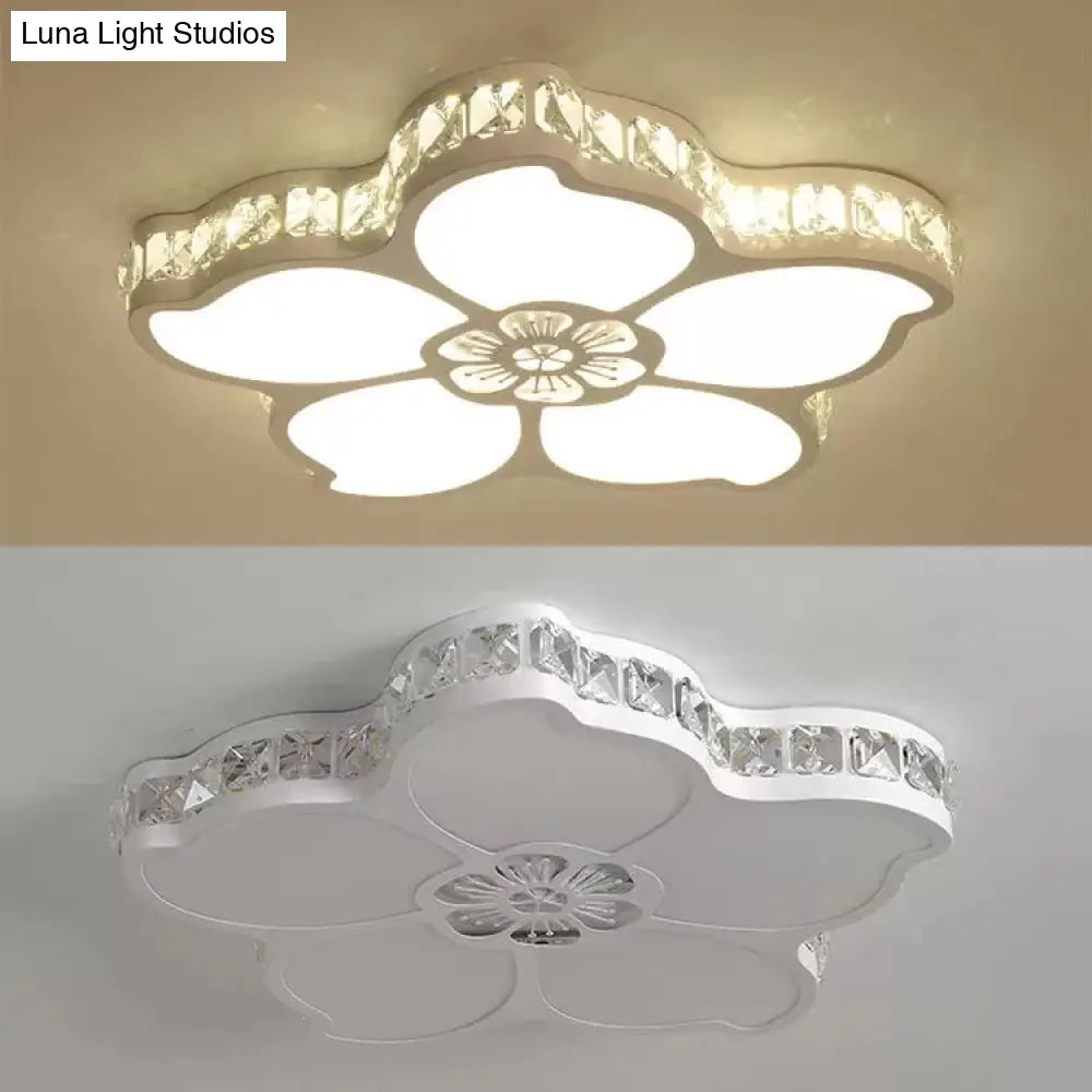 DecorBites™ DecorBites™ White Acrylic Petal Ceiling Lamp with LED Flush Crystal Deco Light for Kids' Bedroom