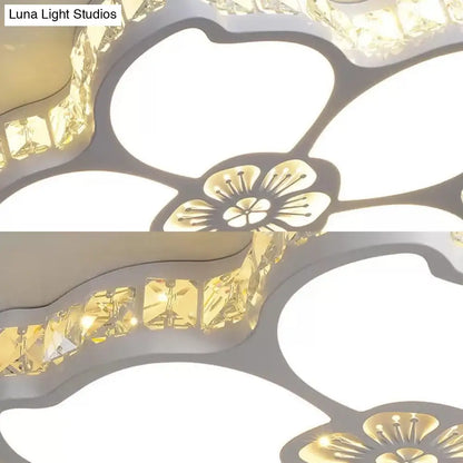 DecorBites™ DecorBites™ White Acrylic Petal Ceiling Lamp with LED Flush Crystal Deco Light for Kids' Bedroom