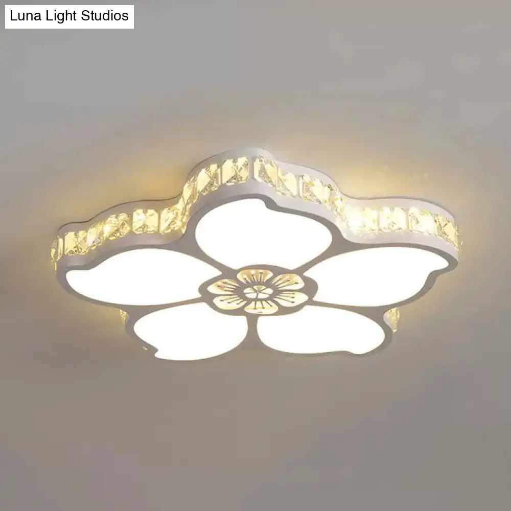 DecorBites™ DecorBites™ White Acrylic Petal Ceiling Lamp with LED Flush Crystal Deco Light for Kids' Bedroom
