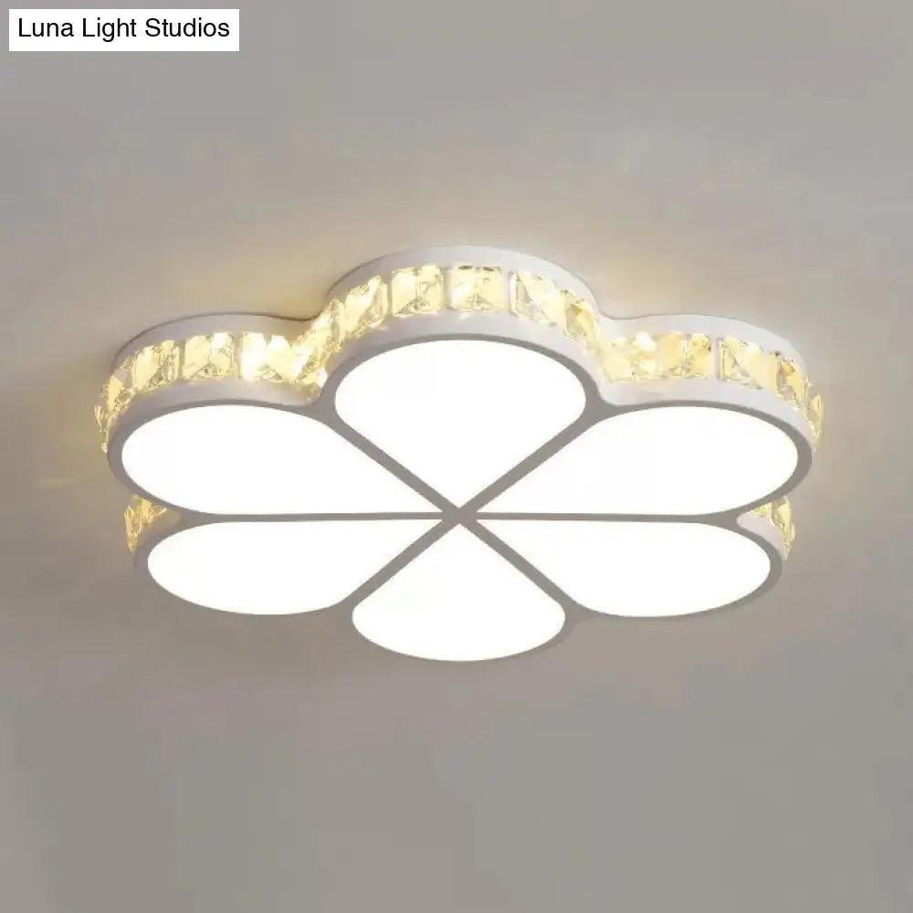 DecorBites™ DecorBites™ White Acrylic Petal Ceiling Lamp with LED Flush Crystal Deco Light for Kids' Bedroom