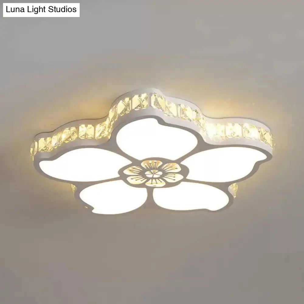 DecorBites™ DecorBites™ White Acrylic Petal Ceiling Lamp with LED Flush Crystal Deco Light for Kids' Bedroom