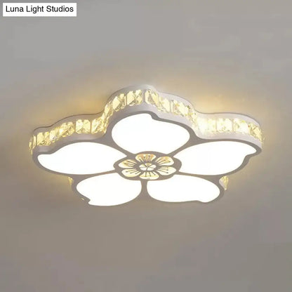 DecorBites™ DecorBites™ White Acrylic Petal Ceiling Lamp with LED Flush Crystal Deco Light for Kids' Bedroom