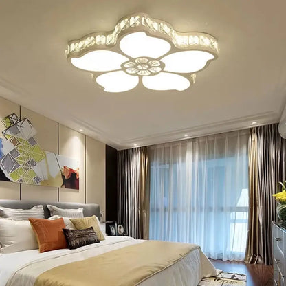 DecorBites™ DecorBites™ White Acrylic Petal Ceiling Lamp with LED Flush Crystal Deco Light for Kids' Bedroom
