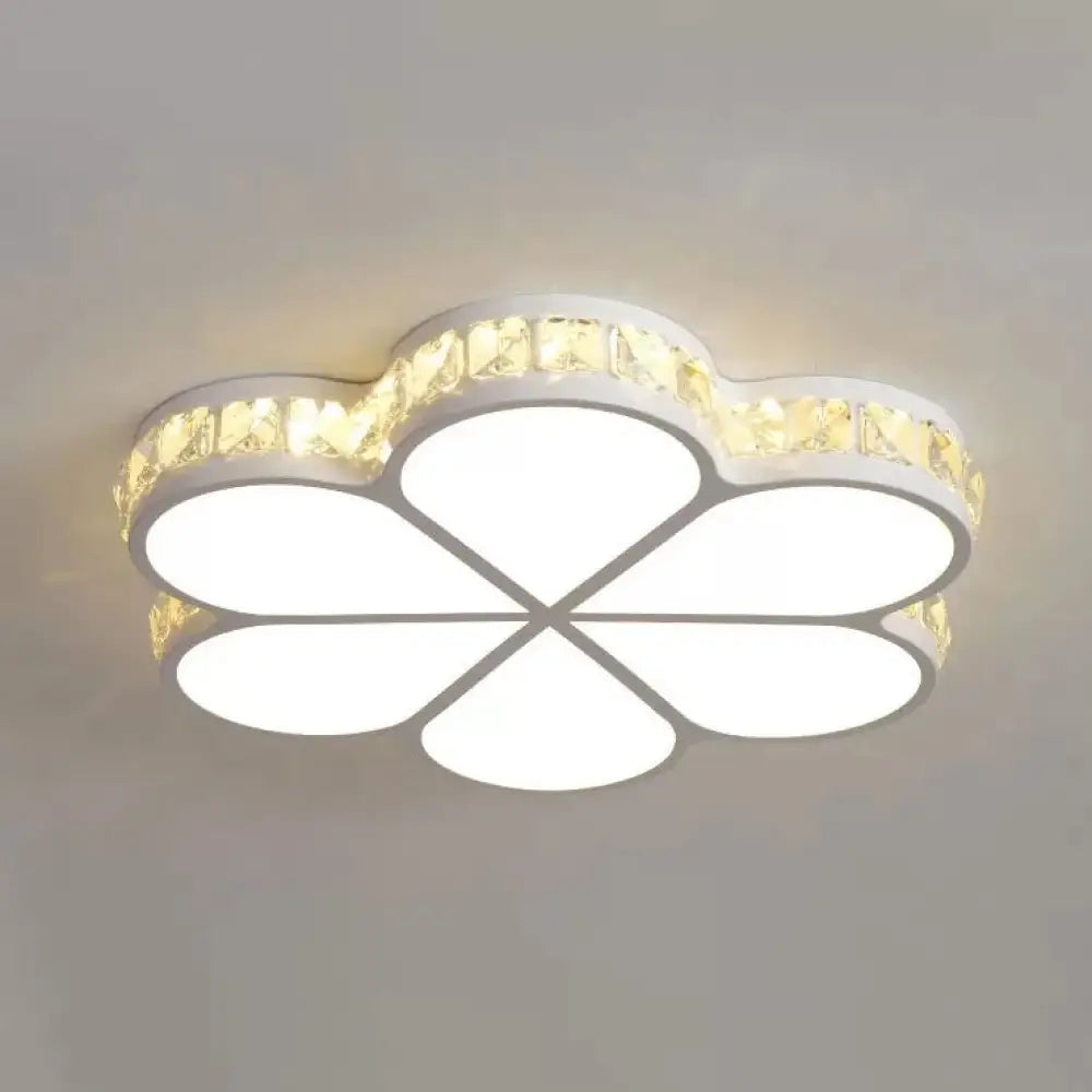 DecorBites™ DecorBites™ White Acrylic Petal Ceiling Lamp with LED Flush Crystal Deco Light for Kids' Bedroom