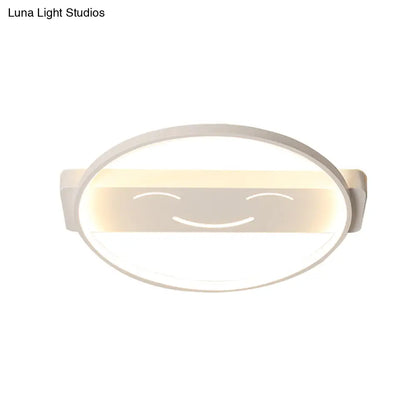 DecorBites™ DecorBites™ White Acrylic Smiling Face Ceiling Lamp: Contemporary Flush Mount Light for Dining Room
