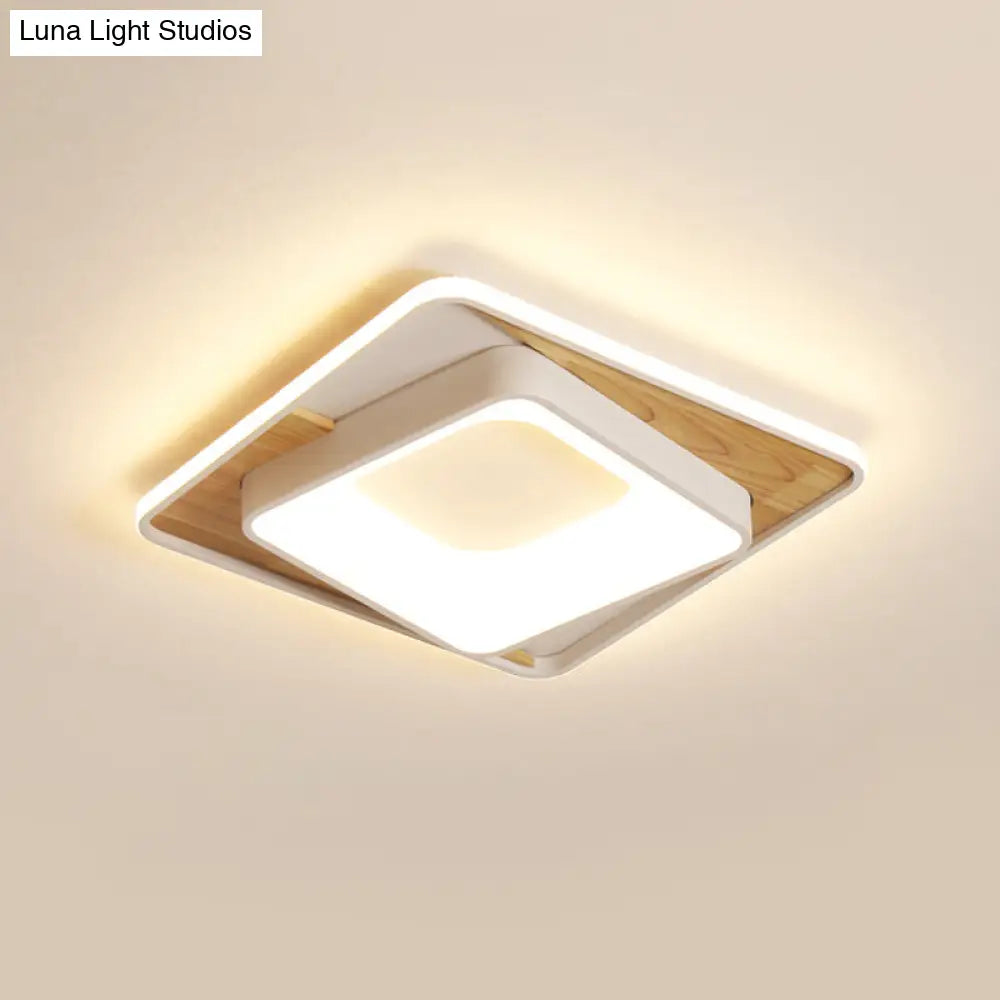 DecorBites™ DecorBites™ White Acrylic Square Flush Mount LED Ceiling Lamp - Simple Style, 16"/19.5" Wide